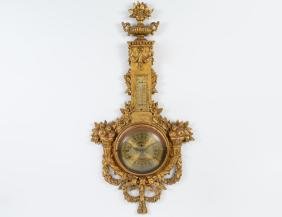 LOUIS XVI STYLE CARVED GILTWOOD WALL CLOCK (1 of 9)