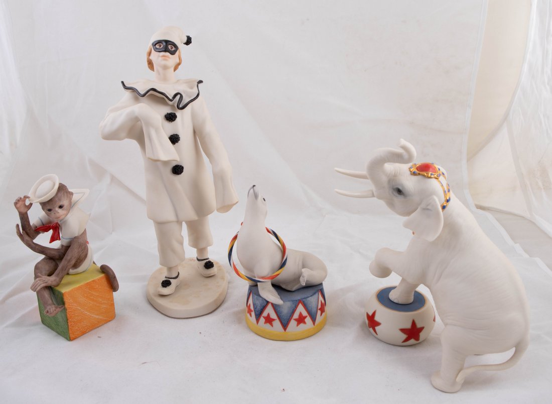 THREE CYBIS PORCELAIN CIRCUS ANIMALS & CLOWN (1 of 6)