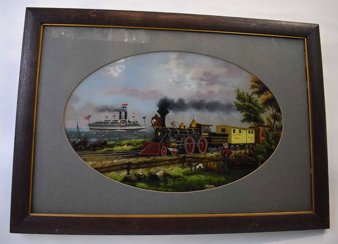 LATE 19TH/EARLY 20TH CENTURY REVERSE PAINTING ON GLASS (1 of 5)