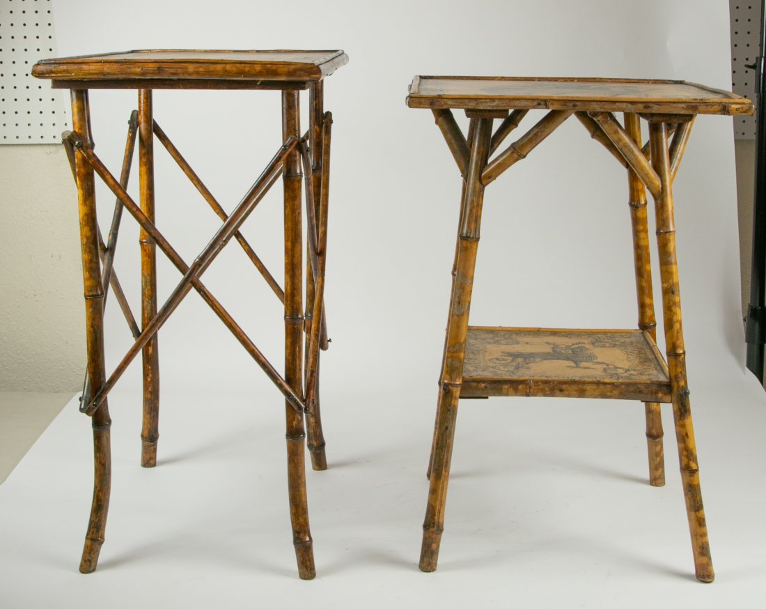 TWO FAUX PEN WORK & BAMBOO OCASSIONAL TABLES (1 of 7)