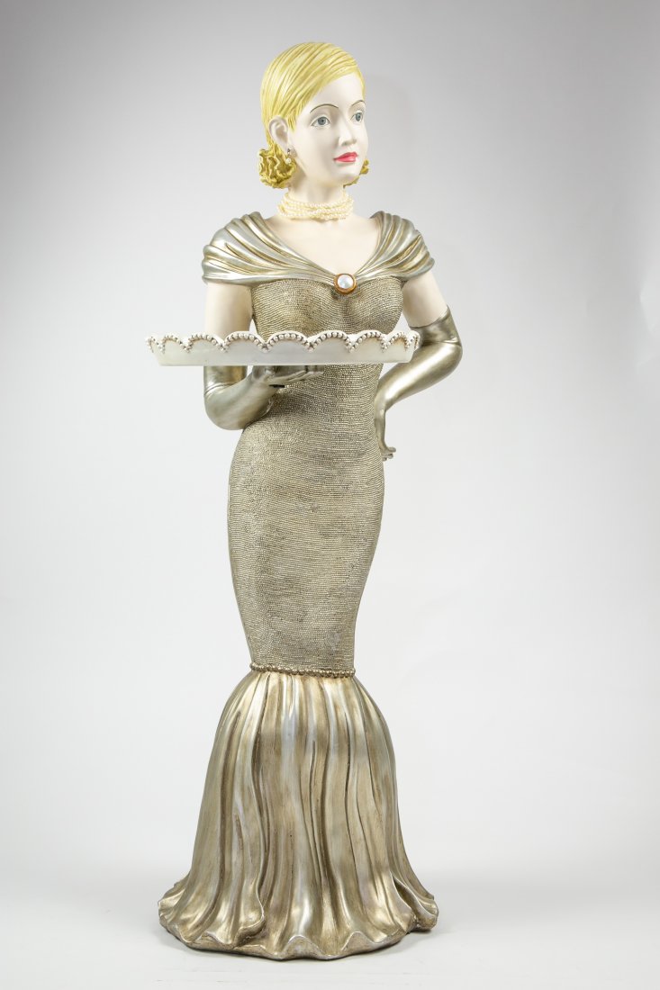 PAINTED COMPOSITION FIGURAL CARD STAND (1 of 2)