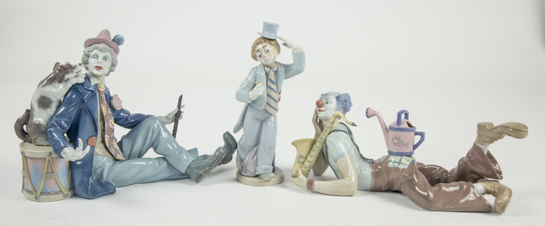 TWO LLADRO PORCELAIN CLOWNS AND A NADAL CLOWN (1 of 10)