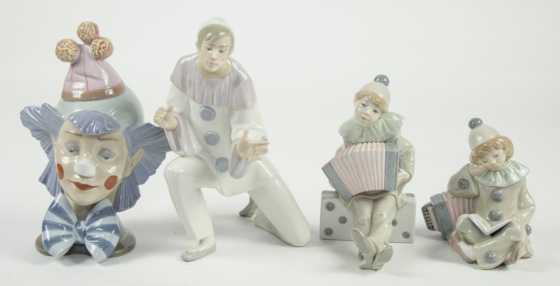 FOUR LLADRO PORCELAIN CLOWNS (1 of 13)