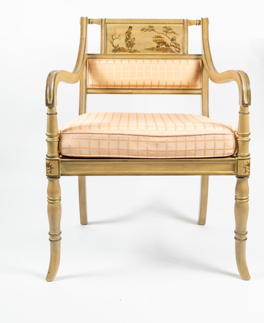PAIR OF REGENCY STYLE PAINTED ARMCHAIRS (1 of 3)