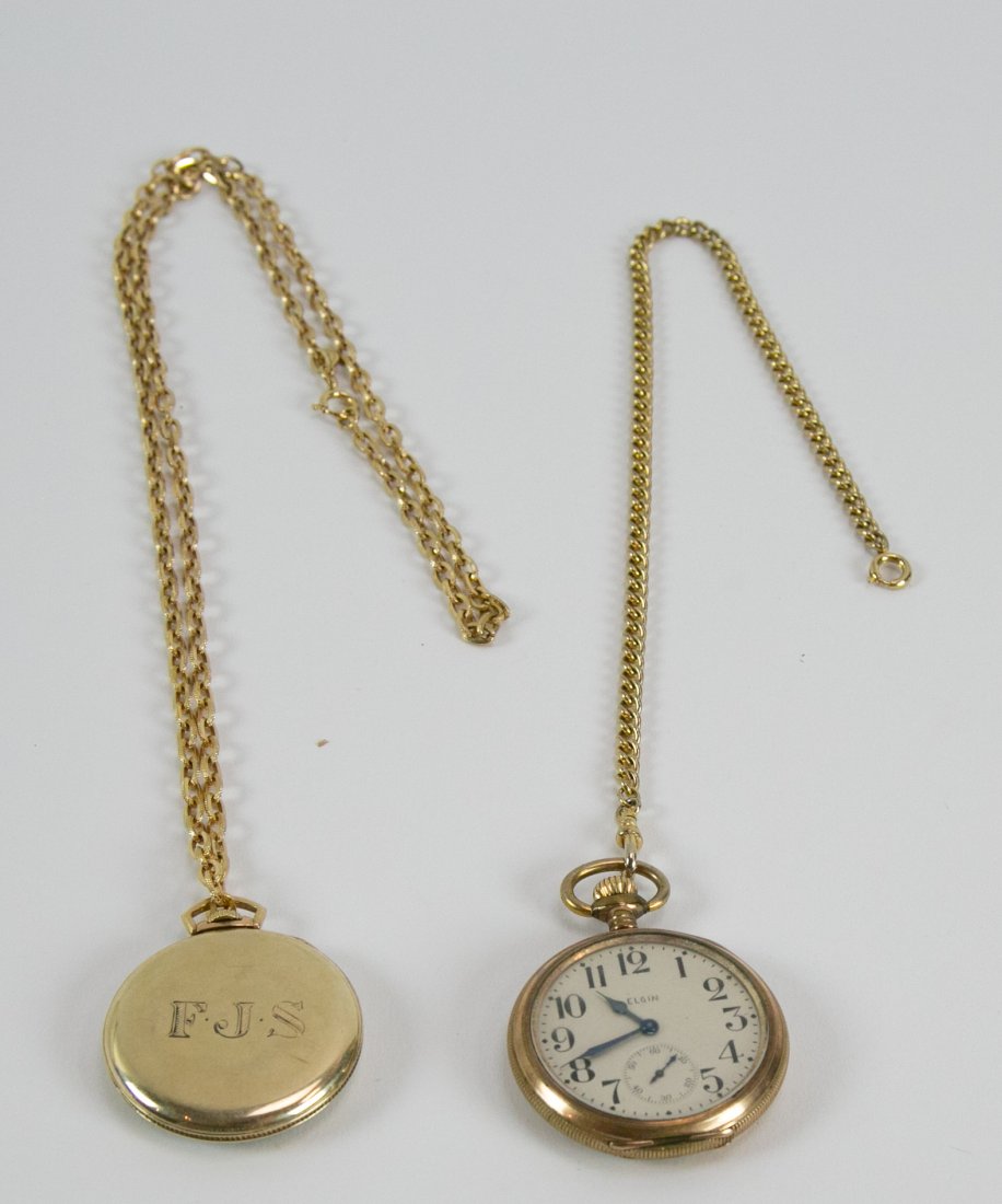TWO AMERICAN GOLD FILLED POCKET WATCHES (1 of 7)