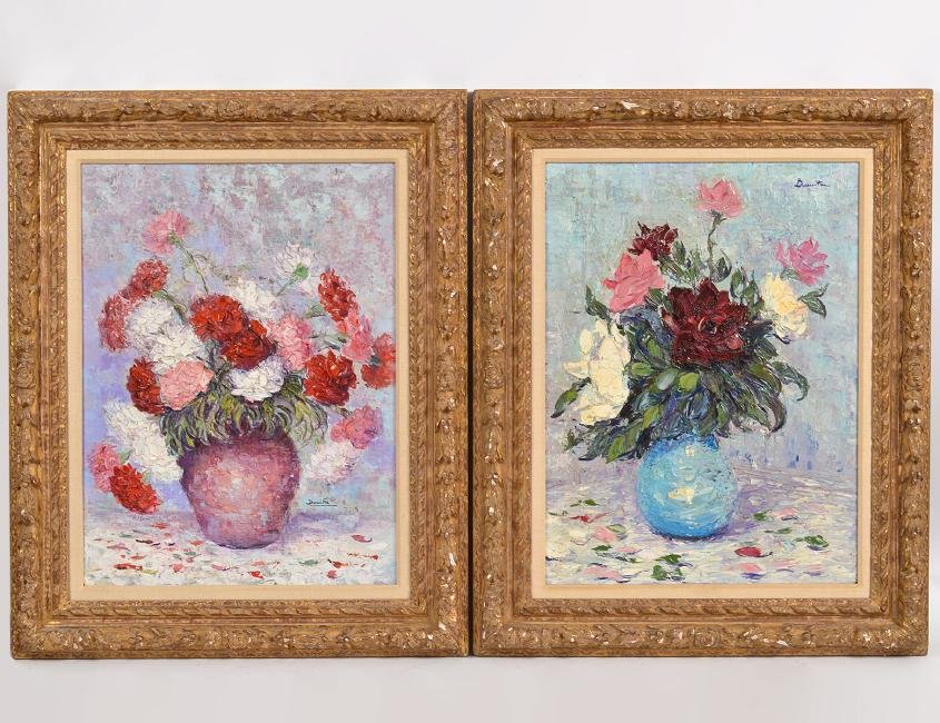 TWO 20TH CENTURY FLORAL STILL LIFE PAINTINGS (1 of 5)
