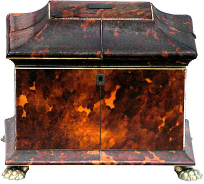 19th Century English Tortoise Footed Tea Caddy