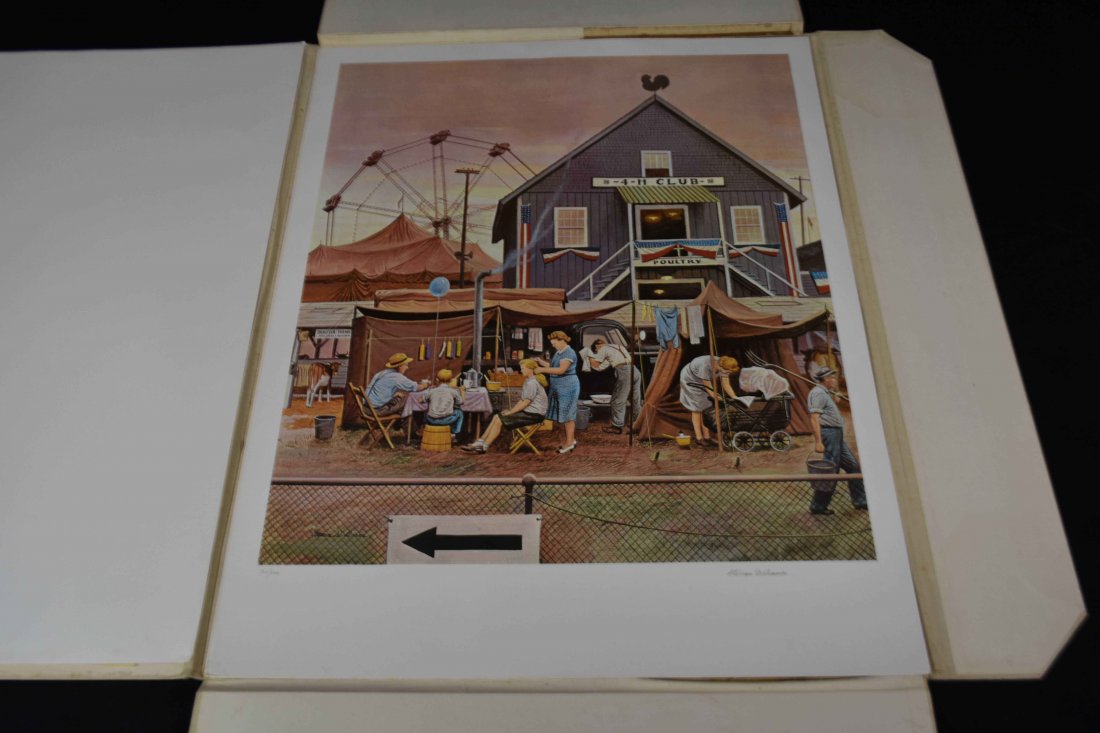 NOSTALGIA VIEWS OF AMERICA: Set of Six American Offset Prints, by Stevan Dohano, John Falter, Mead Schaffer, Graphic Arts Unlimited Inc., NY, printed in Italy. Each signed in pencil l.r., numbered 121 of ed. 200, w/cover sheet,