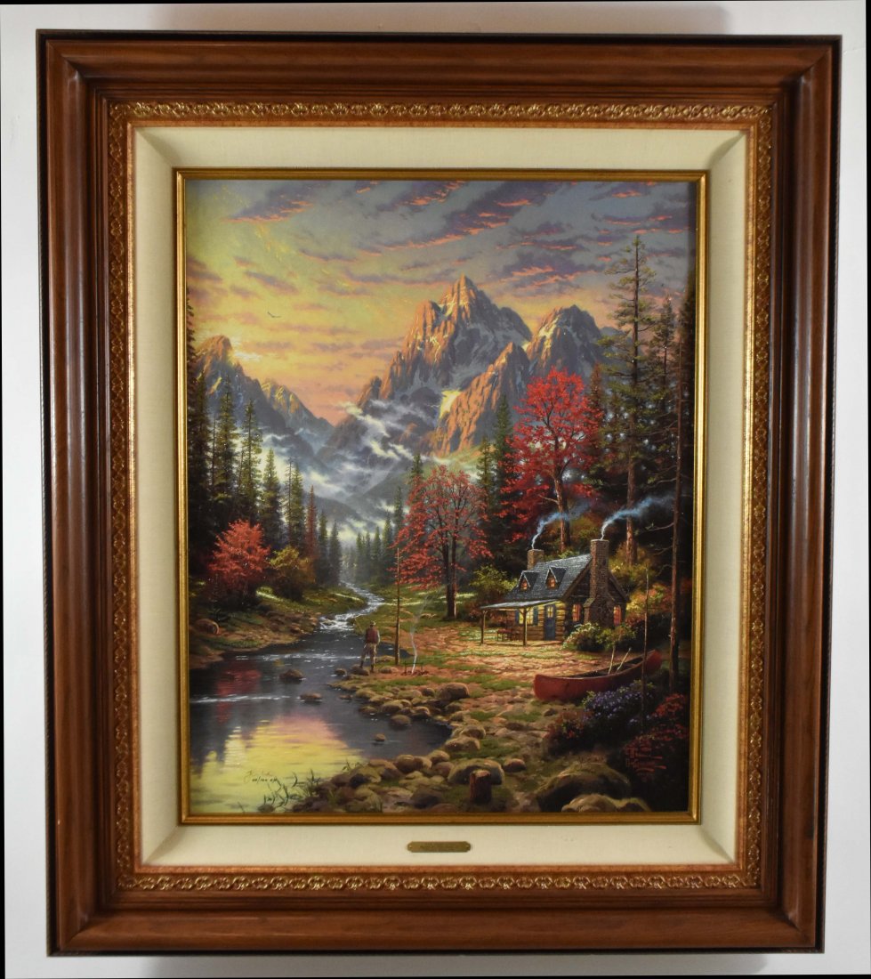 THOMAS KINKADE (American. 1958-2012), The Good Life: The Good Life, 2006. Renaissance Edition, 45/160, hand embellished Kinkade monogram lower right, also signed, l.r., the reverse stamped twice, Share the Light /Ambassador Tour, w/ Lamppost, signed Kin