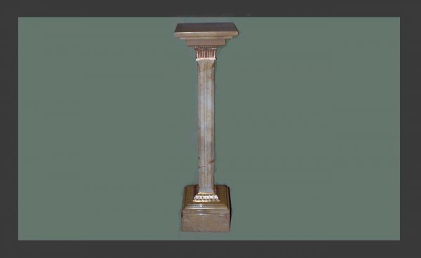 Carved Beige Marble Pedestal with Bronze Mountings