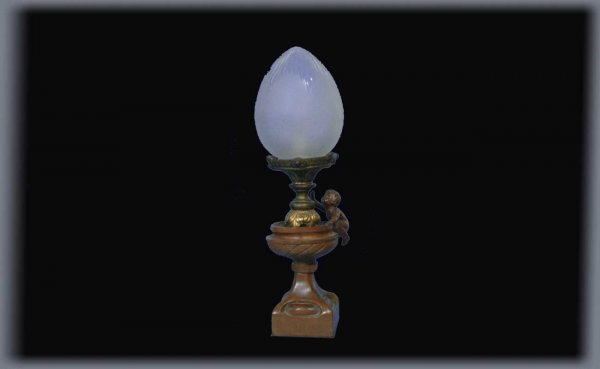 Carved Wood Figural Small Lamp