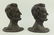 PAIR PATINATED CAST METAL BOOKENDS, LINCOLN IN PROFILE