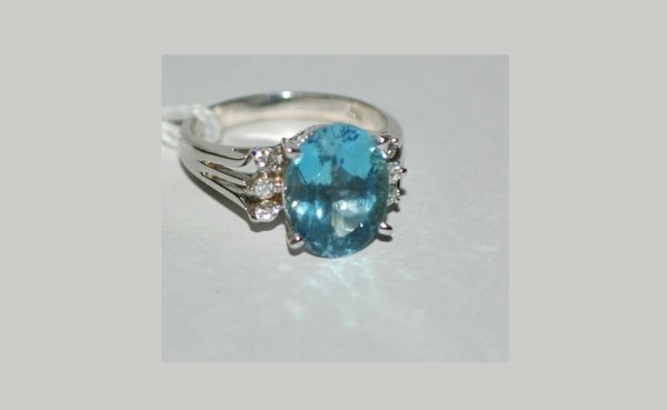 18kt White Gold and 3 Carat Aquamarine and Diamond