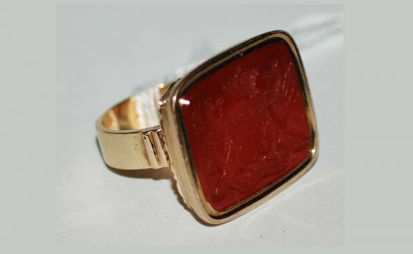 Carnelian Intaglio Seal Mounted in 18kt Gold Mount