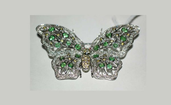18kt Gold and Savarite Green Garnets and Diamond B
