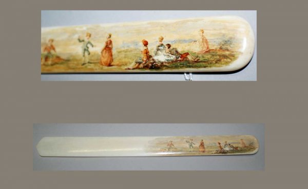 Victorian Ivory Page Turner with Hand Painted Rust