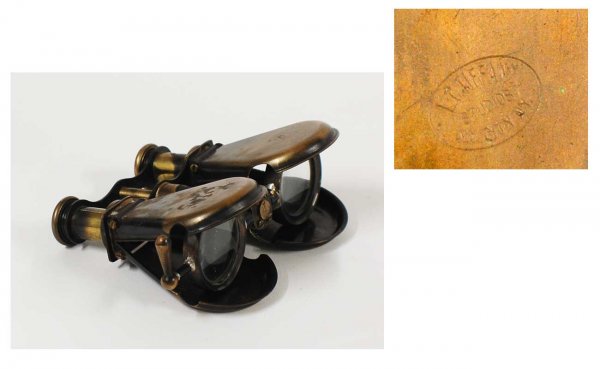 Pair Brass Folding Opera Glasses Stamped L C Tiffa