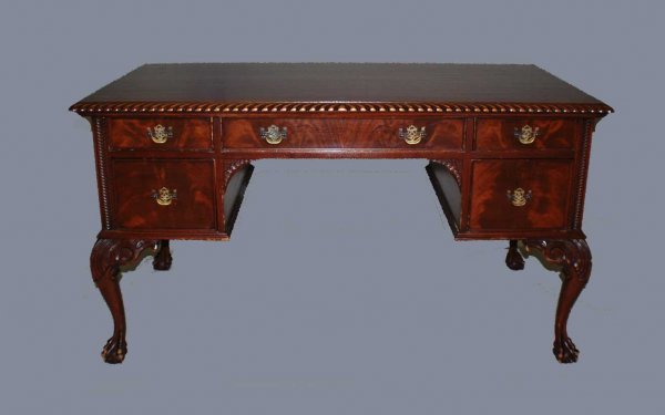 George III Style Mahogany Desk with Elaborate Carv