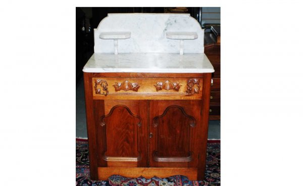 Antique American Renaissance Revival Wash Stand wi