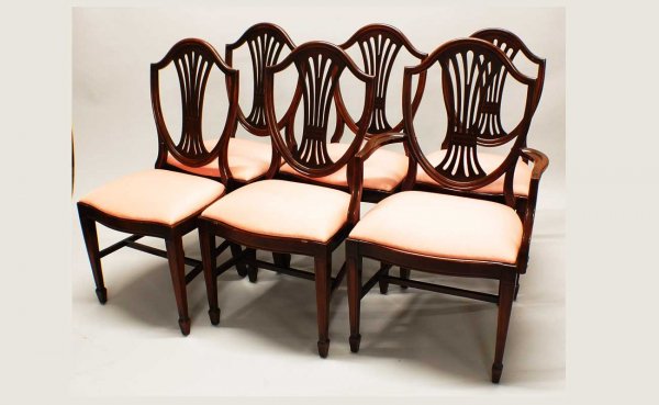 Set of Six George III Style Shield Back Mahogany D