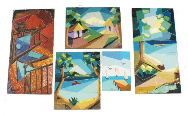 5 Haitian Miniature paintings, all signed Theard. 