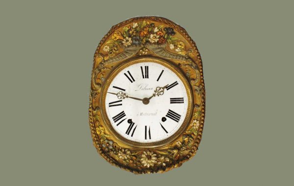 Antique French Weighted Wall Clock Debesson a' Mon