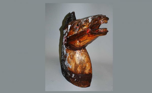 Folk Carved Wood Horse Head. AGOPB does not ship o