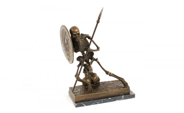 Bronze Sculpture of a Human Skeleton Warrior with