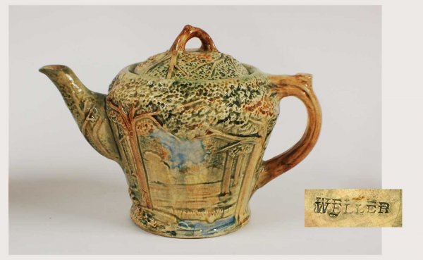 Vintage 'Forest' Design Weller Art Pottery Teapot.