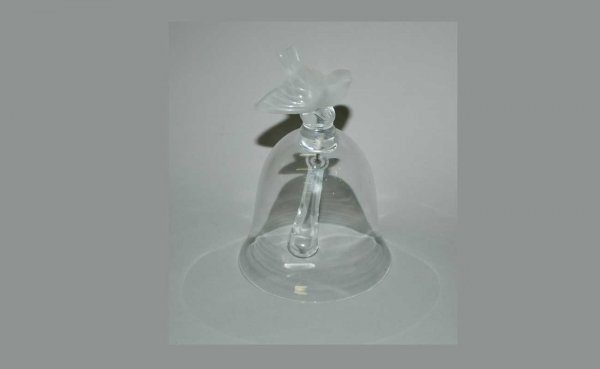 Lalique France Crystal Small Bird Handled Bell. Et