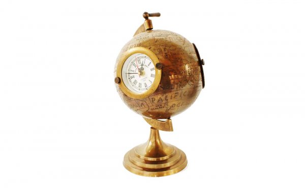 Bronze Nautical Theme Clock Rotating Globe