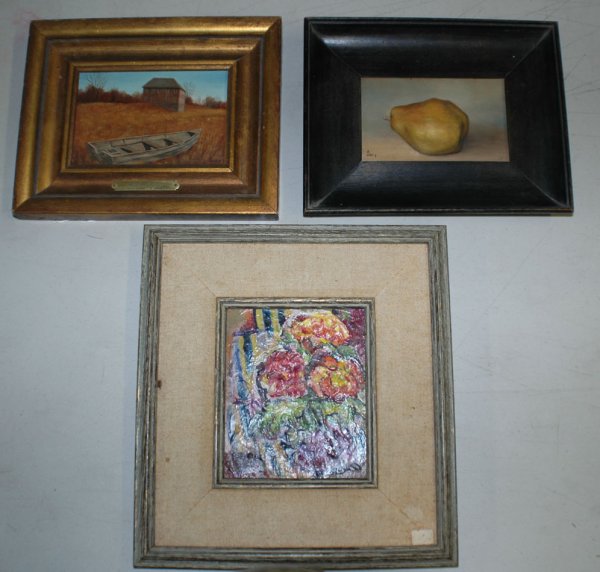 Group of 3 various small paintings. (40/60)