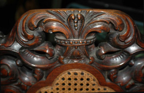 Baroque Style Mahogany Hall ArmchairThe caned back - 2