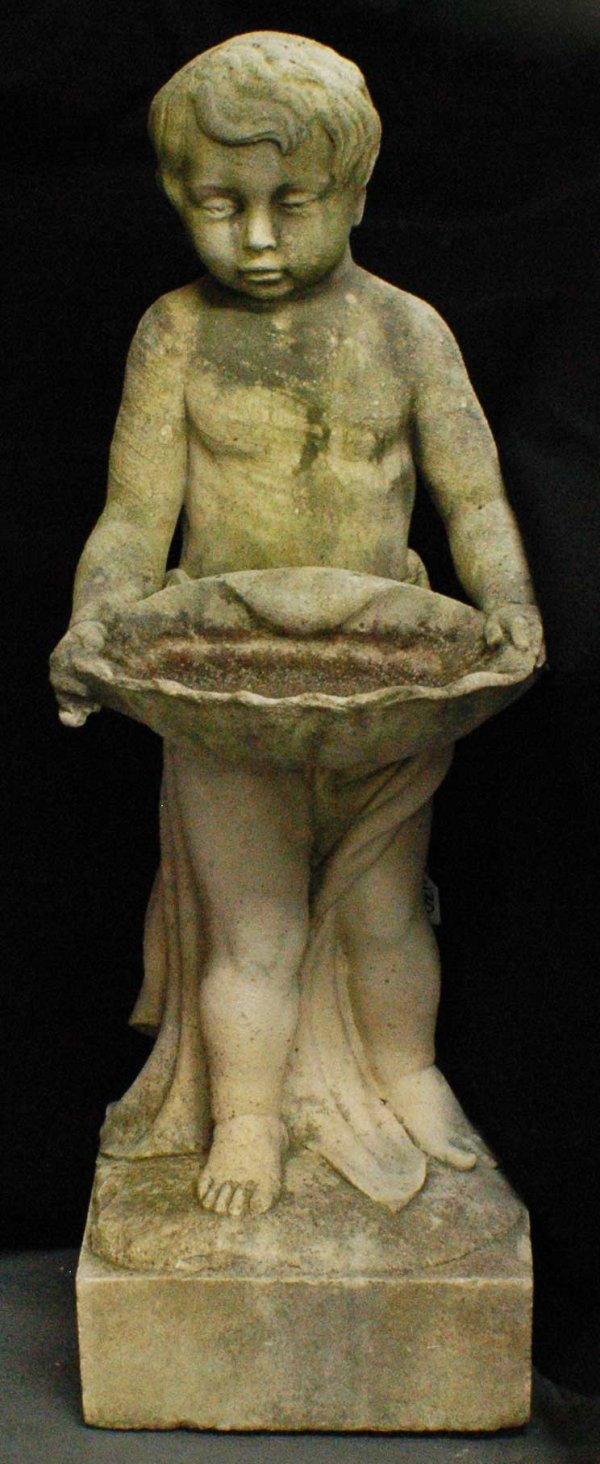 CAST STONE FIGURAL BIRD BATH
