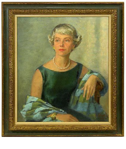 Eric Sloane Portrait of the Artist's Wife O/C: Eric Sloane N.A. (American, 1910-1985) "Portrait of the Artist's Wife", Oil on Canvas, Signed and dated 1964 Lower Right. Good Condition Needs a Cleaning. It is Framed. Measures 24 Inches by 20 Inches
