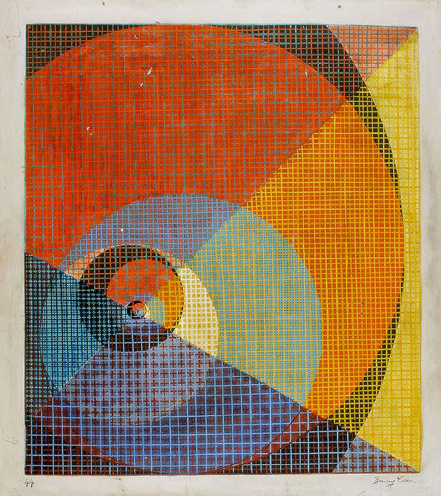 BENJAMIN (BENNY) COLLIN (Danish/American. 1896-1974): Abstract #44. Circa 1950. Signed Benny Collin. Oil on Board. Measuring 54 by 48 in. (Cond: retouched, cleaned) cf. Benjamin (Benny) Collin (1896 -1979), born Benjamin Cohen, he was a Danish American w