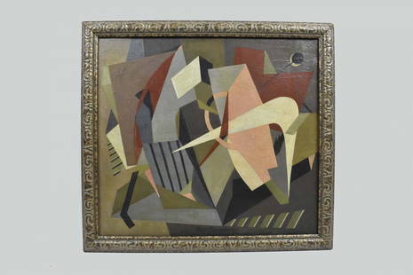 ESPHYR SLOBODKINA (Russian. 1908-2002) PAINTING: Untitled. Signed lower center. Oil on Canvas. Measuring 20 x 22.50 in. Framed. Overall measures 22.75 x 25 in.