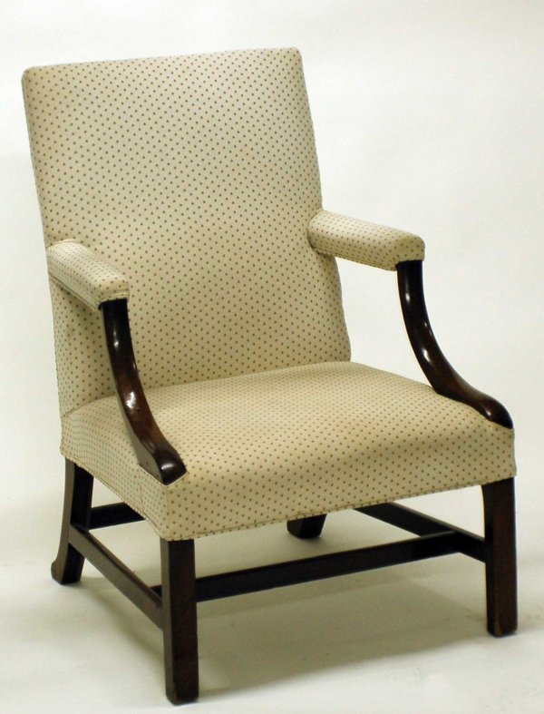 GEORGE III MAHOGANY LIBRARY ARM CHAIR