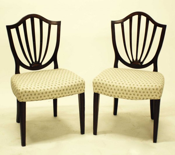 PR OF GEORGE III MAHOGANY SHIELD BACK SIDE CHAIRS