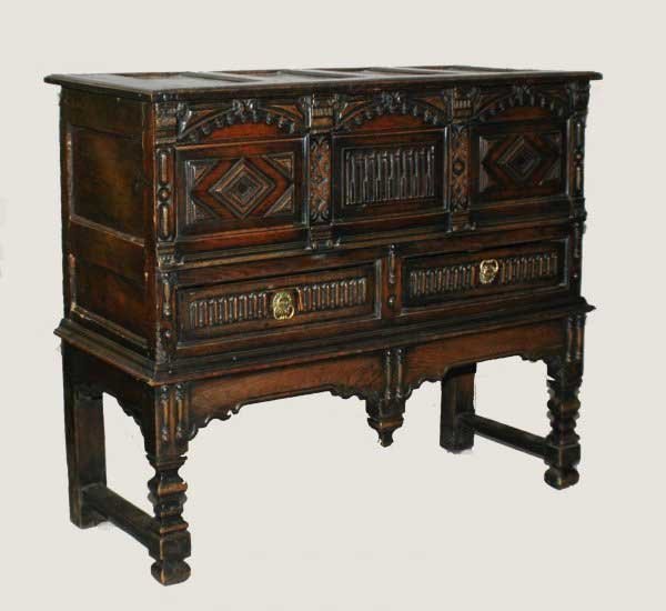 CHARLES II STYLE OAK COFFER ON STAND