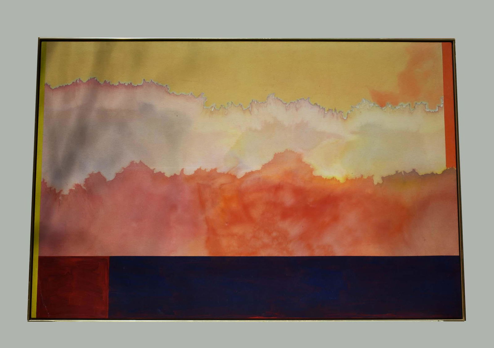 RONNIE LANDFIELD (American. b. 1947) PAINTING: Hands of Angles, 1977. Signed l.r., and signed, titled and dated on the reverse. Acrylic on Canvas. 78 in. by 52 in. (Cond: There is a handful of white paint splatter on the lower portion, red and blu