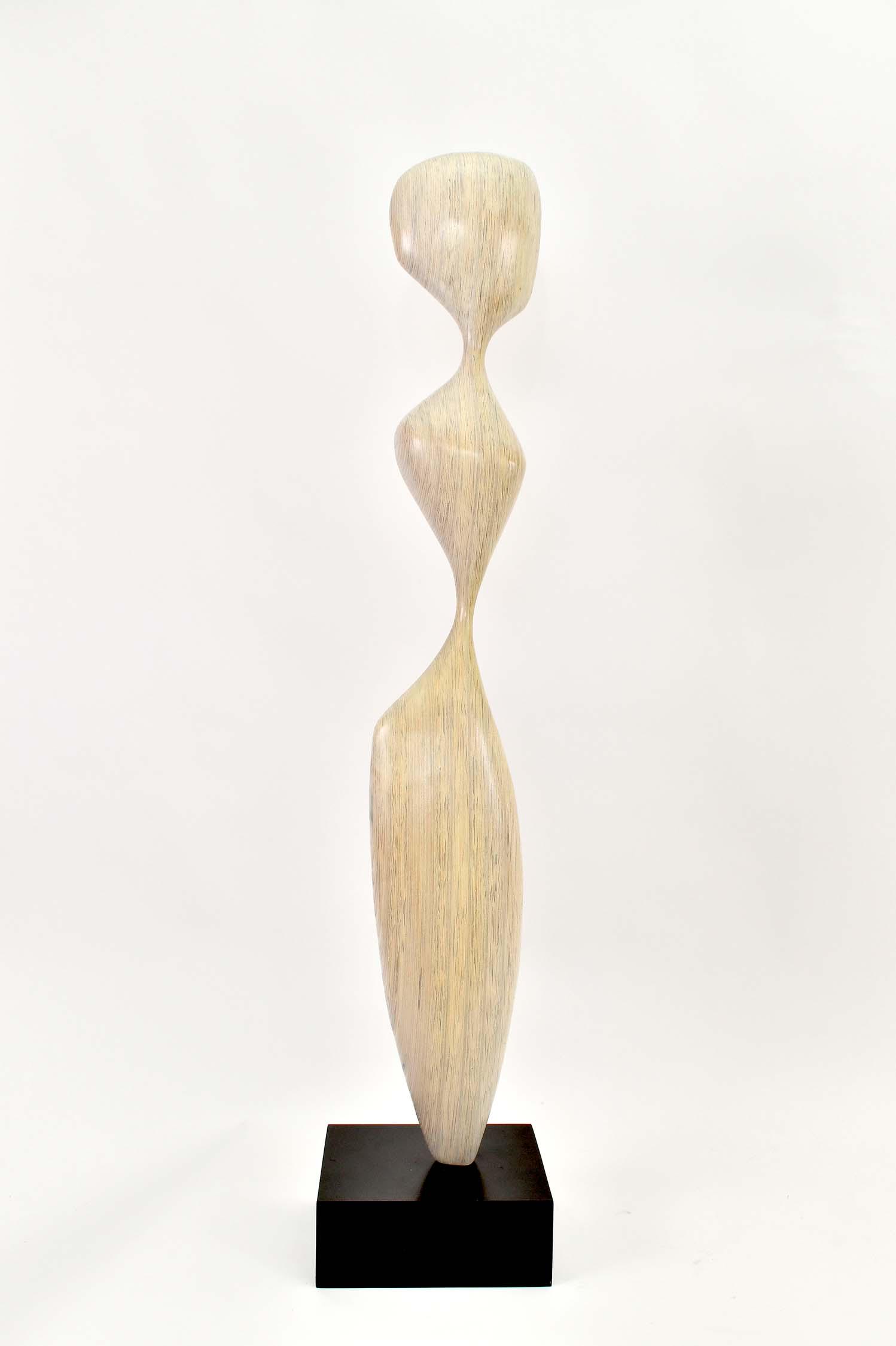 DICK SHANLEY (American. 20th Century): Figure Study, laminated birch, initialed DS. Height 35 in. Height overall on base 39 in. Width 7.5 in. (Cond: good)