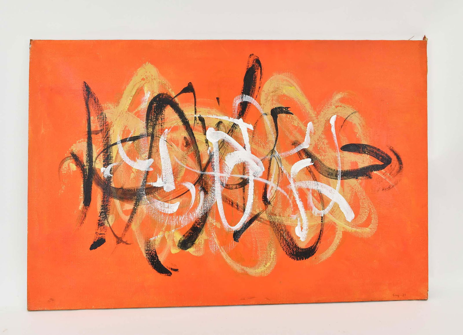 CLEVE GRAY (American. 1918-2004) PAINTING: Untitled. Signed Gray and dated '83 lower right. Oil on Canvas. Measuring 23.75 x 36 in. Unframed. (Cond: good)