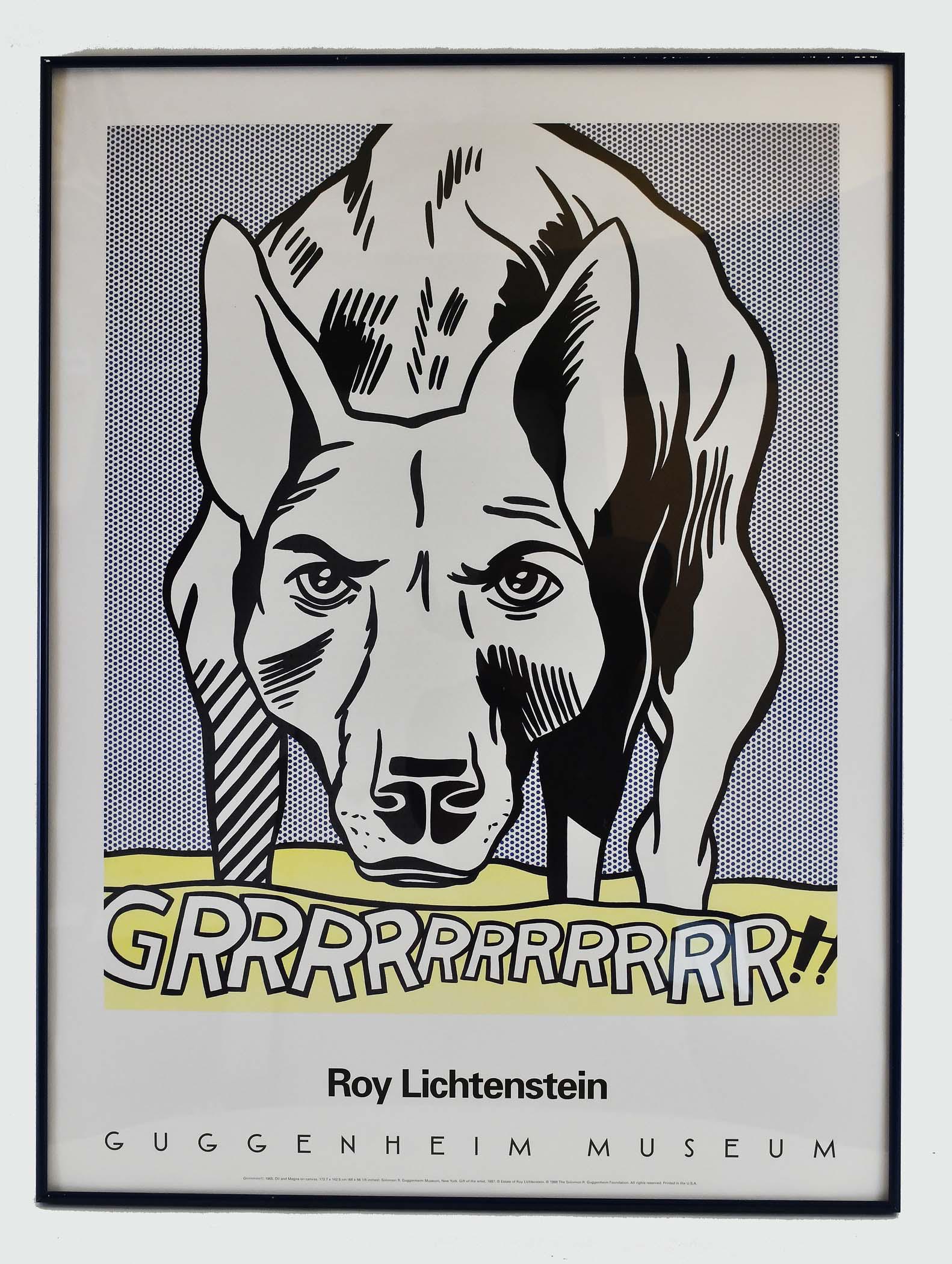 ROY LICHTENSTEIN (American. 1923-1967) LITHOGRAPH: GRRRRRRRRRRR, 1997/1998. Offset Color Lithograph. Measuring 35.25 in. by 26.25 in. Published by the Solomon R. Guggenheim Foundation, New York. (Cond: good)