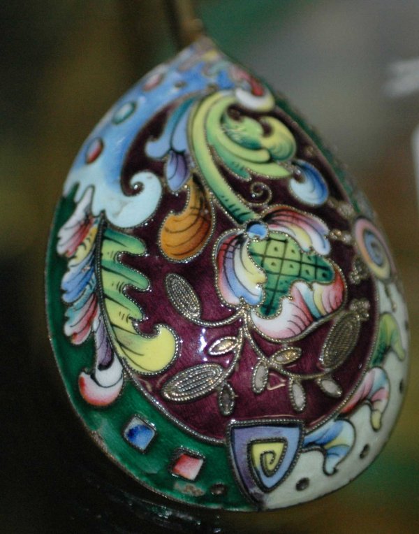 RUSSIAN SILVER GILT/SHADED ENAMEL SPOON - 2