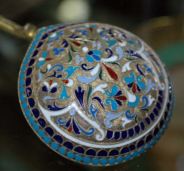 RUSSIAN SILVER GILT AND ENAMEL SPOON - 2