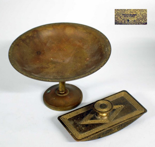 TIFFANY STUDIOS ROCKER BLOTTER AND TAZZA