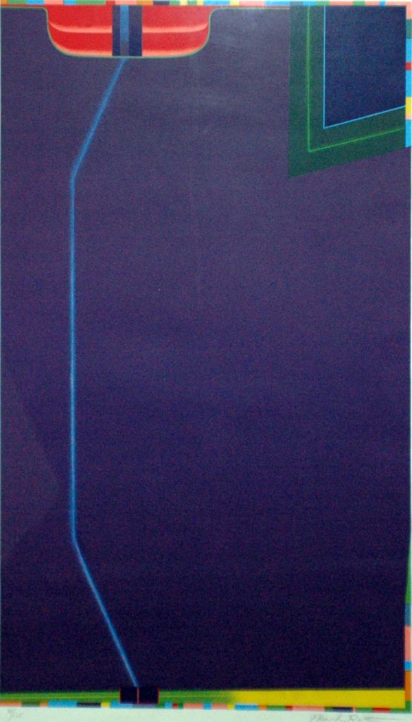 FRANK ROTH (American. Born 1936): FRANK ROTH (American. Born 1936) "Abstract Composition". Signed in pencil Frank Roth and numbered 34/125 in lower margin. Color Lithograph on Paper. Image measuring 33" by 18 1/2" on sheet 35 1/8" by