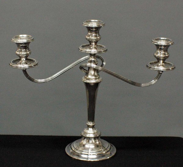 PAIR OF S/S THREE LIGHT CANDELABRA
