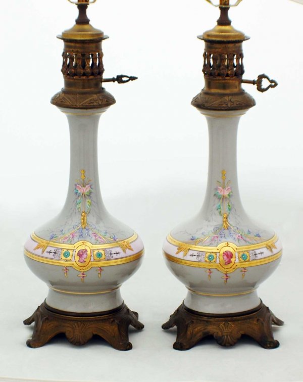 FINE PAIR OF OPALINE GLASS VASES